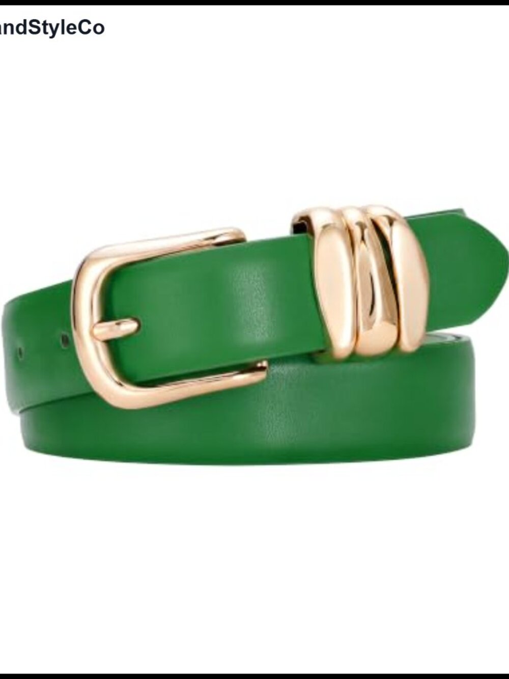 Women's Faux Leather Belt Statement Triple Gold Ring Keeper Loops
